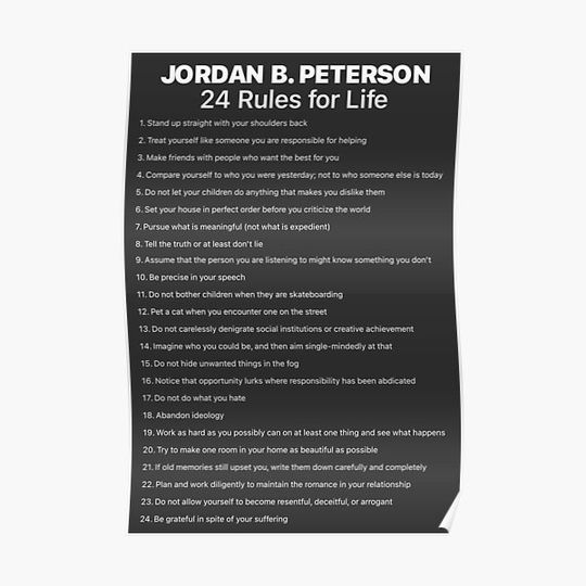 Discover Jordan B. Peterson All 24 Rules Poster Premium Matte Vertical Poster