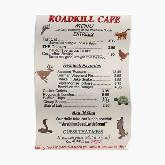Discover Road Kill Cafe Premium Matte Vertical Poster