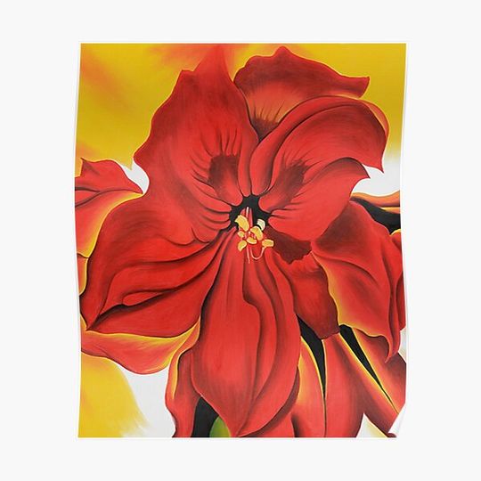 Discover vintage art- Red Amaryllis by Georgia O'Keeffe, Giclee print,Wall decor,Red Amarylli wall art-Georgia O'Keeffe art -022 Premium Matte Vertical Poster