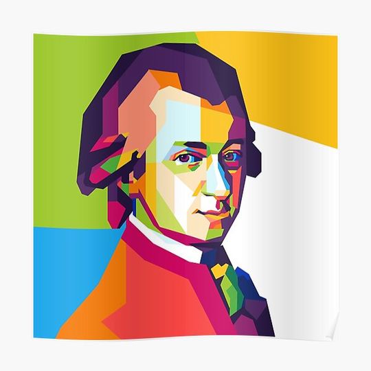 Discover Wolfgang Amadeus Mozart Pop Art Potrait Premium Matte Vertical Poster