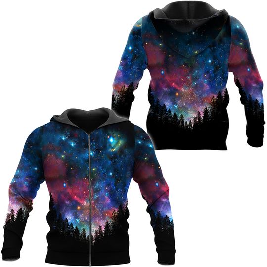 Discover Galactic Valley Unisex Zip Up Hoodie, Nature Galaxy Zip Up Hoodie