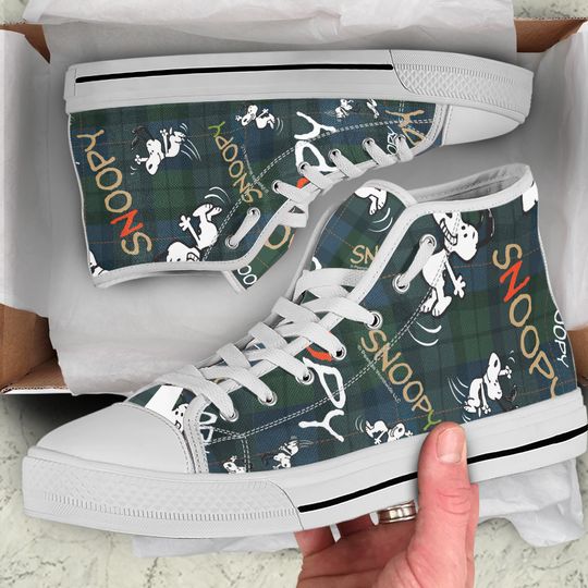 Discover Snoopy Vintage High-Top Sneakers- Timeless Gift for Him or Her
