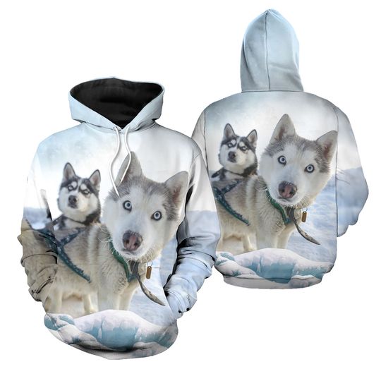 Discover Novelty Siberian Husky Print 3D Hoodie Animal Hoodies