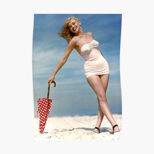 Discover Marilyn Monroe : All Beached Out Premium Matte Vertical Poster