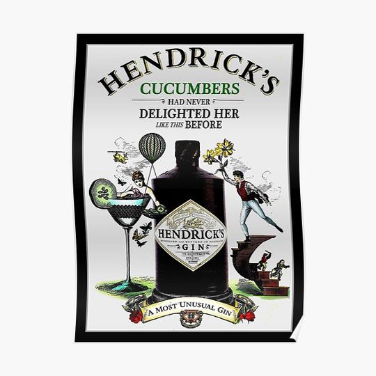 Discover "HENDRICKS" Vintage Gin, Liquor Advertising Print Premium Matte Vertical Poster