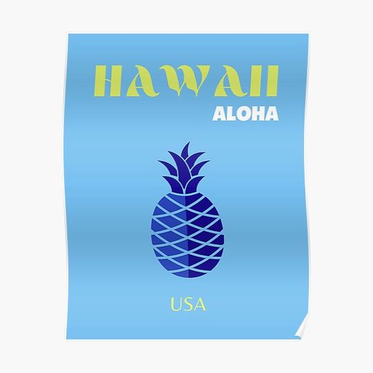 Discover Hawaii, Travel Art, Preppy, Preppy Room, Preppy Art, Blue Premium Matte Vertical Poster