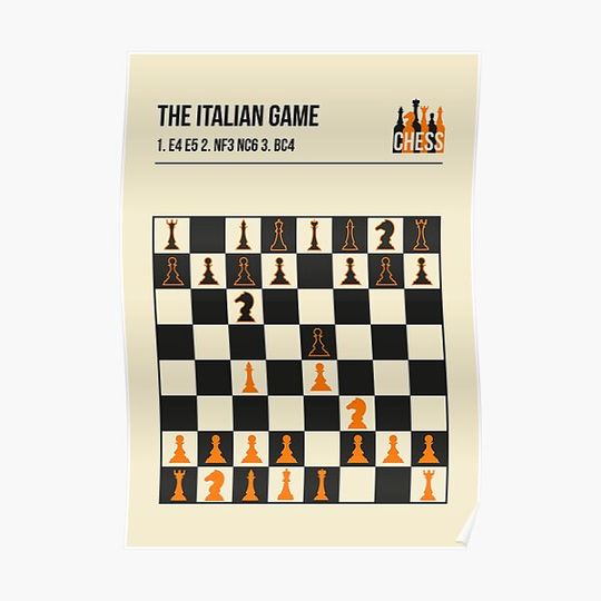 Discover The Italian Game Chess Openings Art Book Cover Poster Premium Matte Vertical Poster