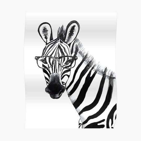 Discover Zebra with glasses Premium Matte Vertical Poster
