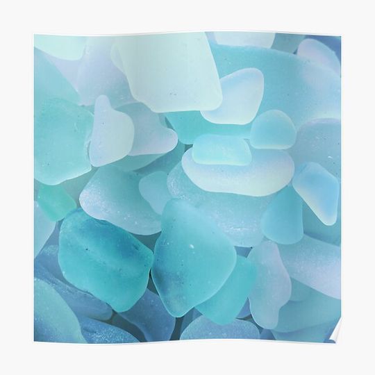 Discover ❤️ Sea glass stones turquoise Premium Matte Vertical Poster