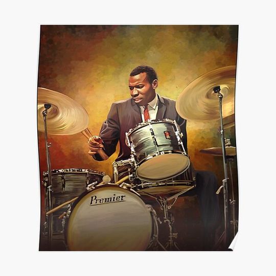 Discover Honoring Elvin Jones Great Jazz Drummer Poster Premium Matte Vertical Poster