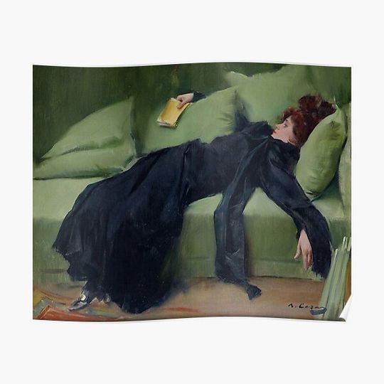 Discover Decadent young woman - Roman Casas 1899 Premium Matte Vertical Poster