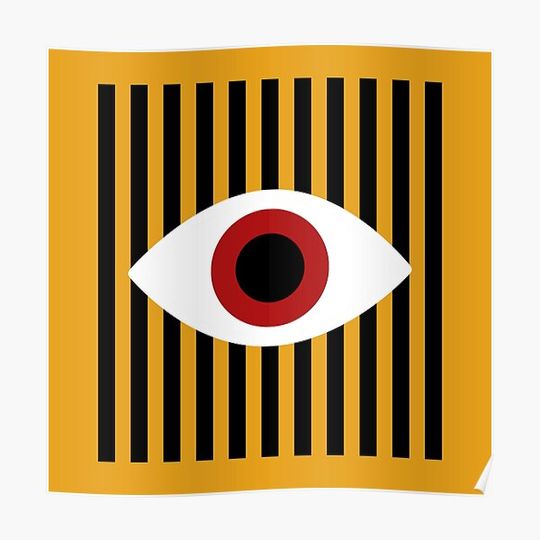 Discover Bauhaus inspired red eye on black lines Premium Matte Vertical Poster