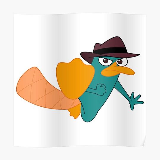 Discover Perry the Platypus flying kick Premium Matte Vertical Poster