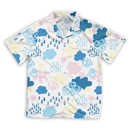 Discover Cool Watercolour Rainy Clouds Raindrops Falling Hawaiian Shirt