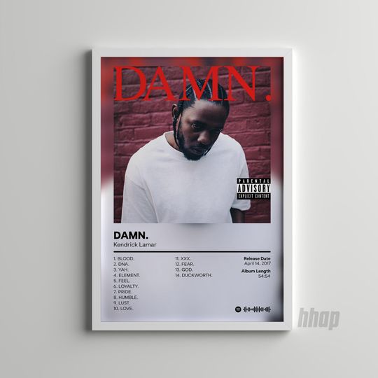 Discover Kendrick Lamar - Damn - Hip Hop Print - Album Poster