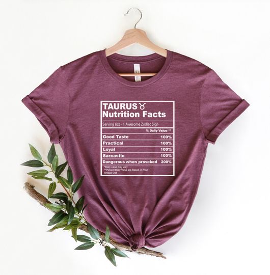 Discover Taurus Shirt ,Funny Birthday Shirt, Taurus Nutrition Facts Shirt, Horoscope T-Shirt