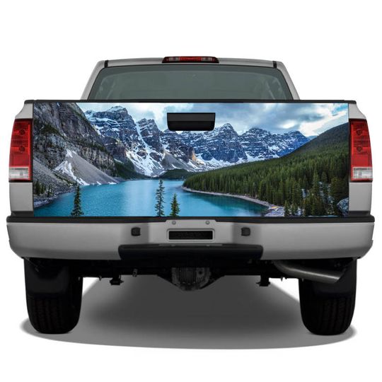 Discover Mountains Lake Scenery Tailgate Wrap Vinyl Graphic Decal
