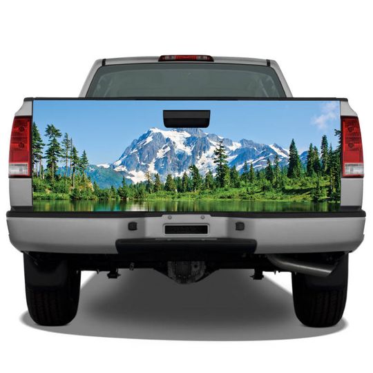 Discover Mountains Lake Scenery #2 Tailgate Wrap Vinyl Graphic Decal