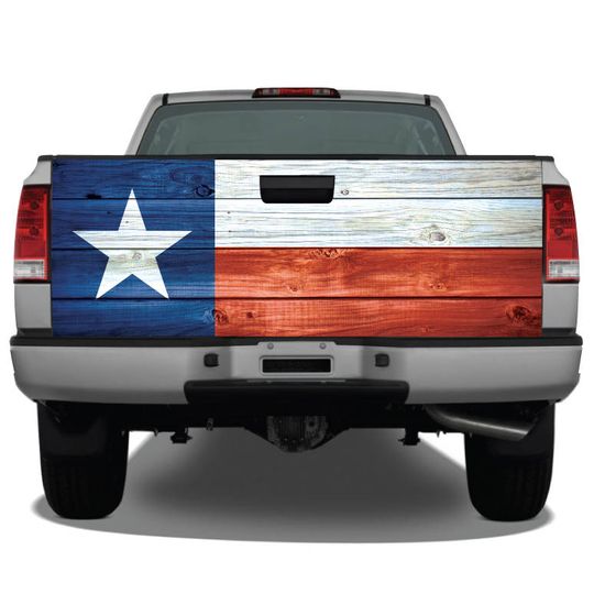 Discover Texas Flag Distressed Wood Truck Tailgate Wrap Vinyl Graphic Decal