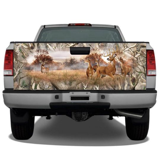 Discover Whitetail Buck Scenery Camo Obliteraton Truck Tailgate Wrap Vinyl Graphic Decal
