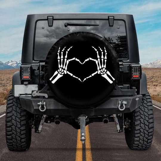 Discover Skeleton Hand Heart Spare Tire Cover