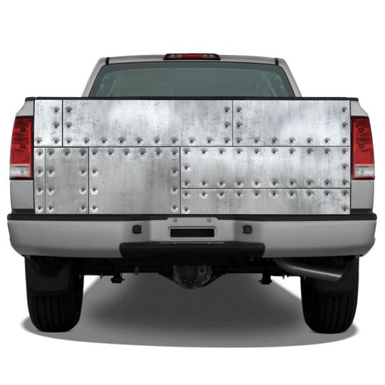 Discover Riveted Metal Distressed Truck Tailgate Wrap Vinyl Graphic Decal