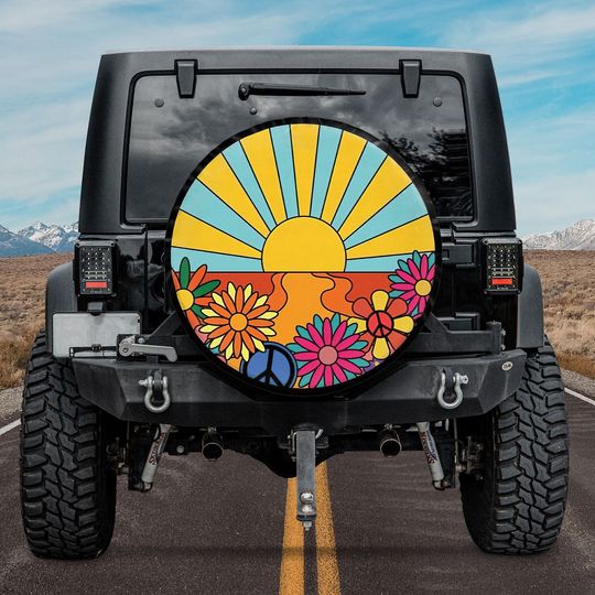 Discover Sunshine Hippie Flower, Hippie Style Spare Tire Cover
