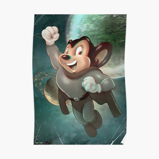 Discover Mighty Mouse Anaglyph 3d pop-art illustration Premium Matte Vertical Poster