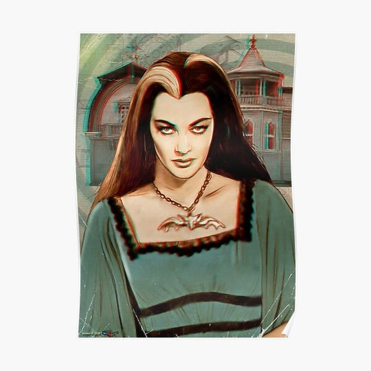 Discover Lily Munster Anaglyph 3d pop-art illustration Premium Matte Vertical Poster
