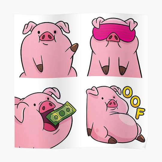 Discover Gravity Falls - Waddles the Pig Premium Matte Vertical Poster