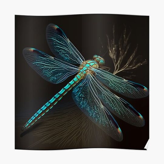 Discover Bioluminescent Dragonfly Premium Matte Vertical Poster