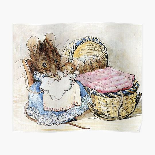 Discover Hunca Munca and her Babies - Tale of Two Bad Mice Beatrix Potter Premium Matte Vertical Poster