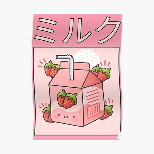 Discover kawaii strawberry milk Premium Matte Vertical Poster