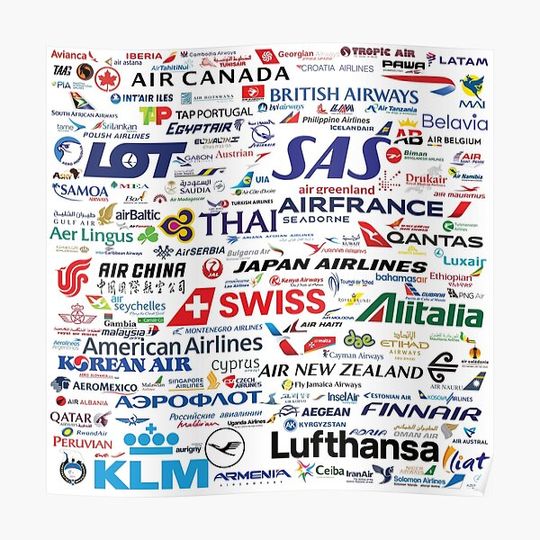 Discover World Airlines Premium Matte Vertical Poster