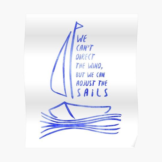 Discover We Can't Direct the Wind, But We Can Adjust the Sails Quote Premium Matte Vertical Poster