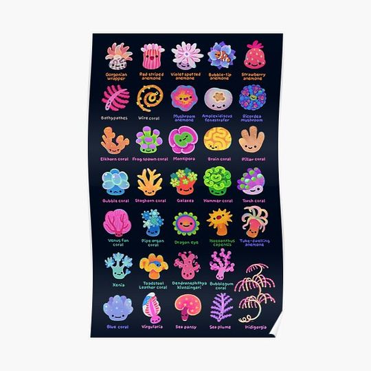 Discover Coral - with text Premium Matte Vertical Poster