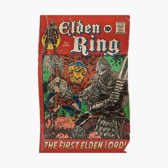 Discover The First Elden Lord! - Elden Ring Comic book cover Fan Art Premium Matte Vertical Poster