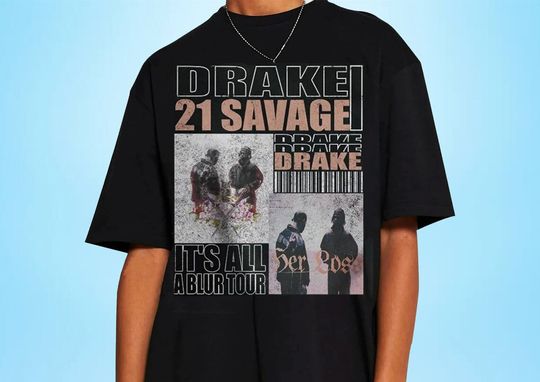 Discover Drake 21 Savage Shirt, It's All A Blur Tour 2023 T-Shirt