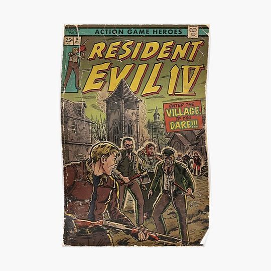 Discover Resident Evil 4 fan art comic cover game hero poster Premium Matte Vertical Poster