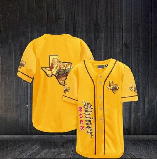 Discover Yellow Shiner Bock Beer Baseball Jersey,