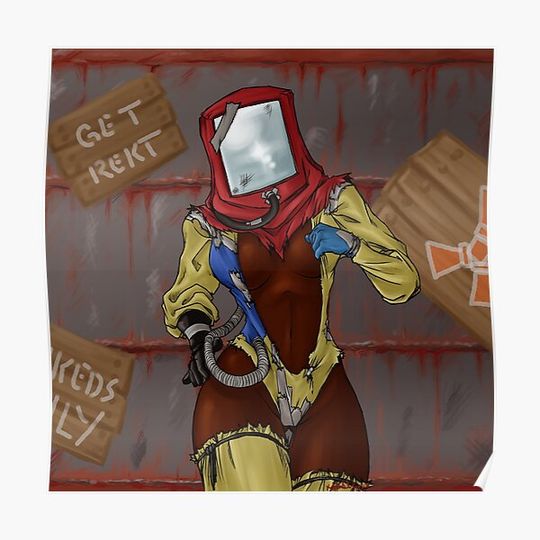 Discover Rust game Hazmat babe pinup DARK Premium Matte Vertical Poster