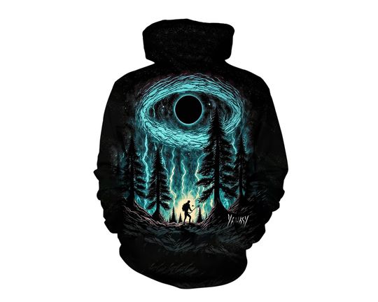 Discover Trippy Space Alien Art Graphic Hoodie - Galaxy Universe Print Hoody