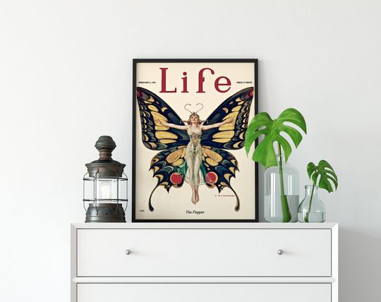 Discover Life Magazine Flapper Print - Butterfly Lady - Poster  - Bohemian
