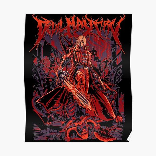 Discover Devil May Cry Fan Art red vintage Premium Matte Vertical Poster