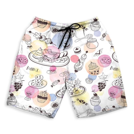 Discover Sweets Cupcakes And Cakes Men Beach Shorts, Hawaiian clothes