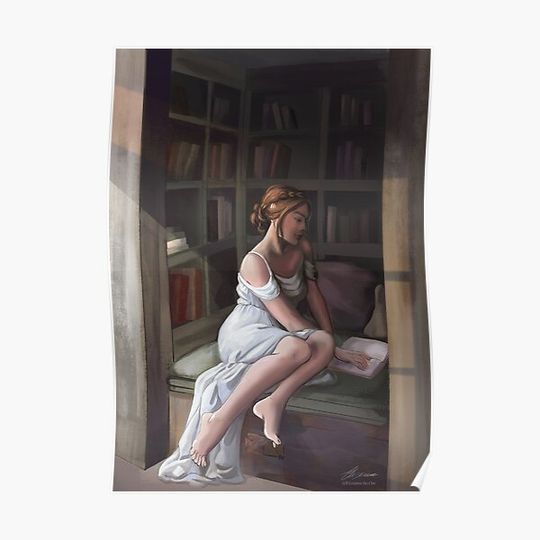 Discover Nesta In the Library Premium Matte Vertical Poster