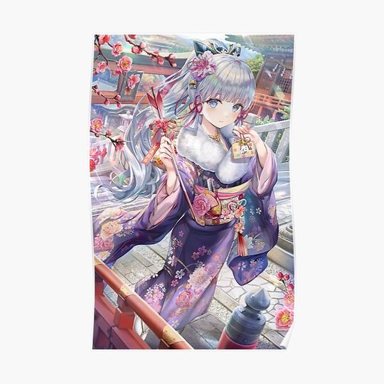 Discover Cute Kamisato Ayaka Genshin Impact Premium Matte Vertical Poster