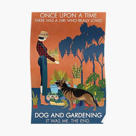 Discover Vintage Once Upon A Time There Was A Girl Who Really Loved Dog and Gardening Premium Matte Vertical Poster