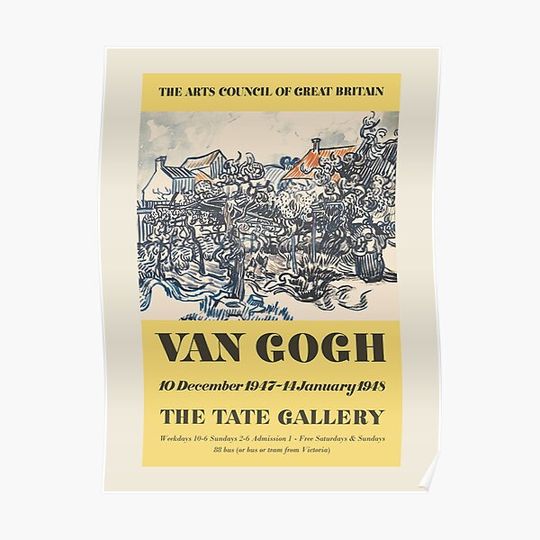 Discover Vincent van Gogh. Exhibition poster for The Tate Gallery in London, 1948. Premium Matte Vertical Poster