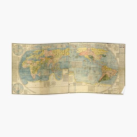 Discover Chinese World Map 1602 Premium Matte Vertical Poster